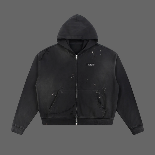 THORNS "Dove" : Raw Faded Zip-Up