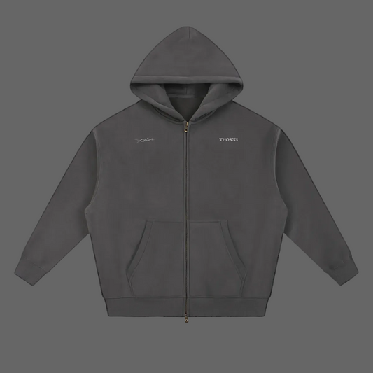 THORNS "Savior" : Oversized / Boxy Zip-Up Hoodie