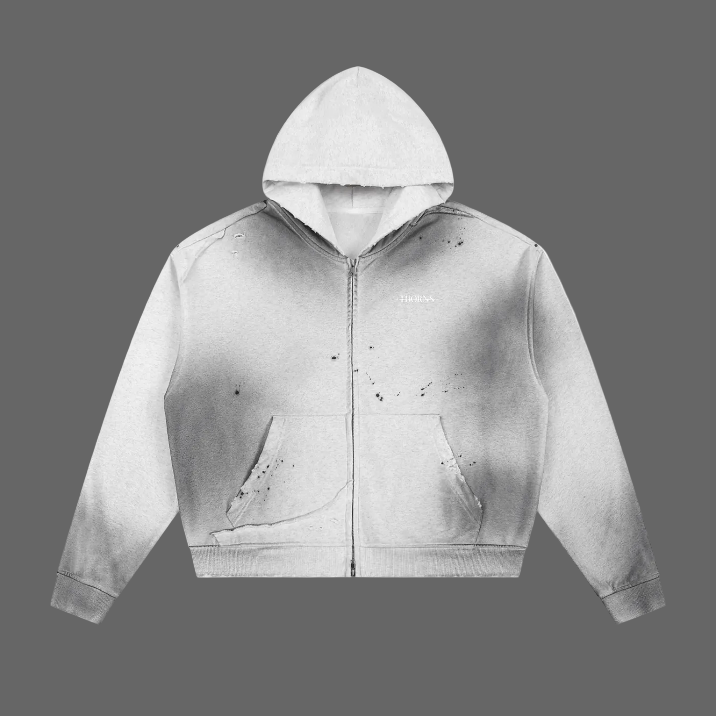 THORNS "Dove" : Raw Faded Zip-Up